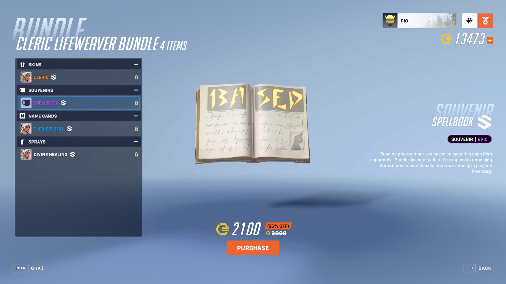 Epic Spellbook souvenir (Image via Blizzard Entertainment)