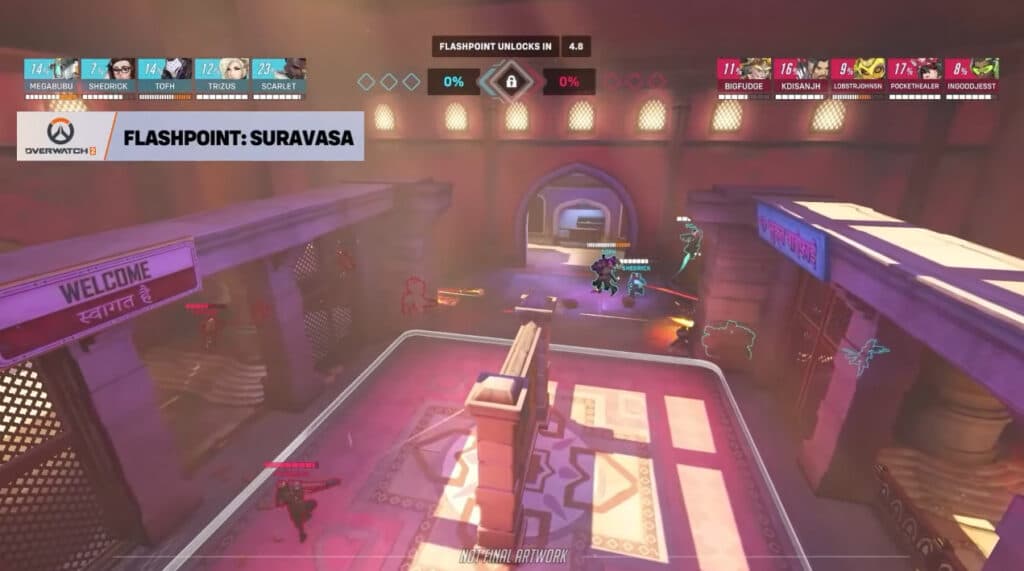 Overwatch 2 Flashpoint Suravasa map screenshot (Image via Blizzard Entertainment)