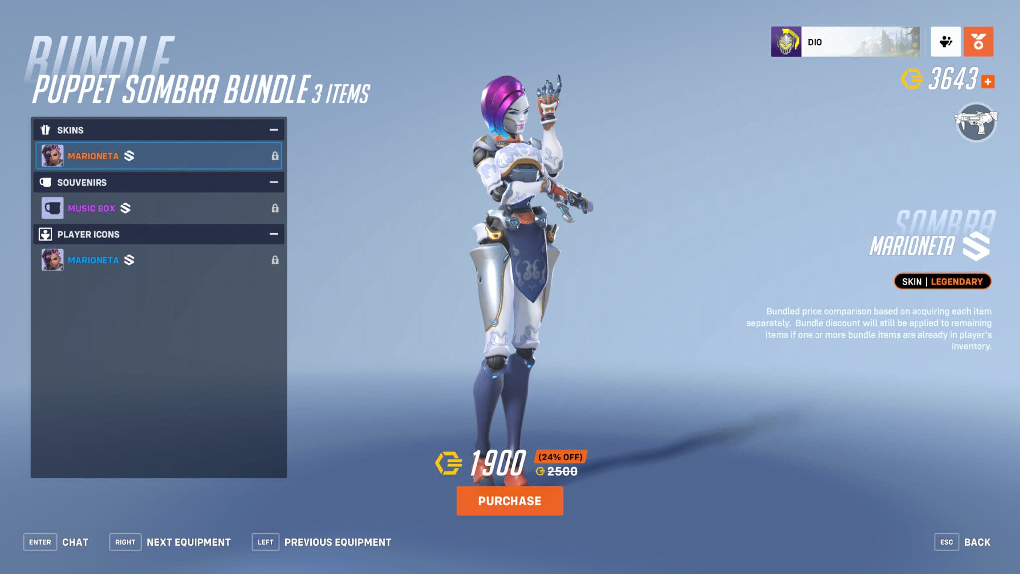 Puppet Sombra Bundle screenshot (Image via Blizzard Entertainment)