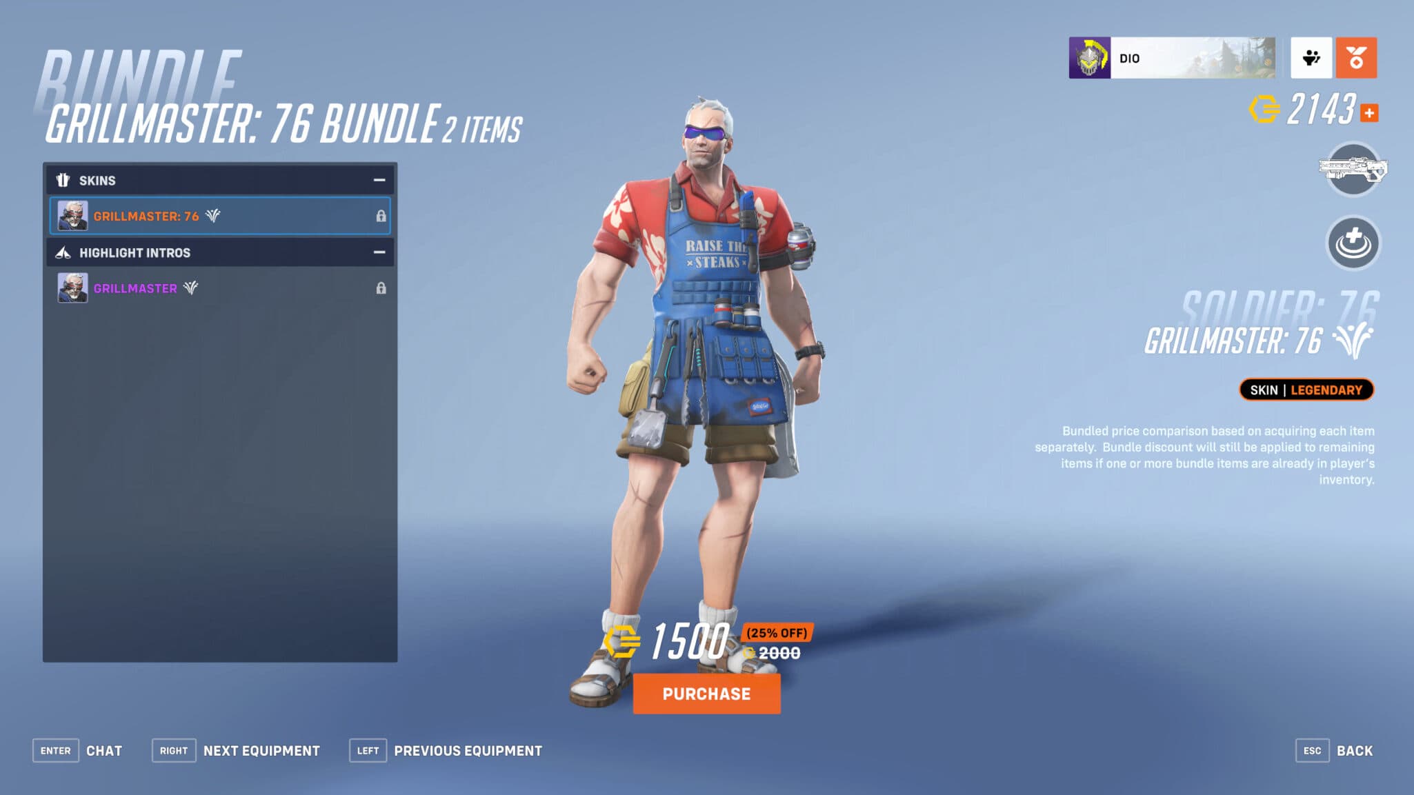 Soldier 76 Grillmaster skin in Overwatch 2 (Image via Blizzard Entertainment)
