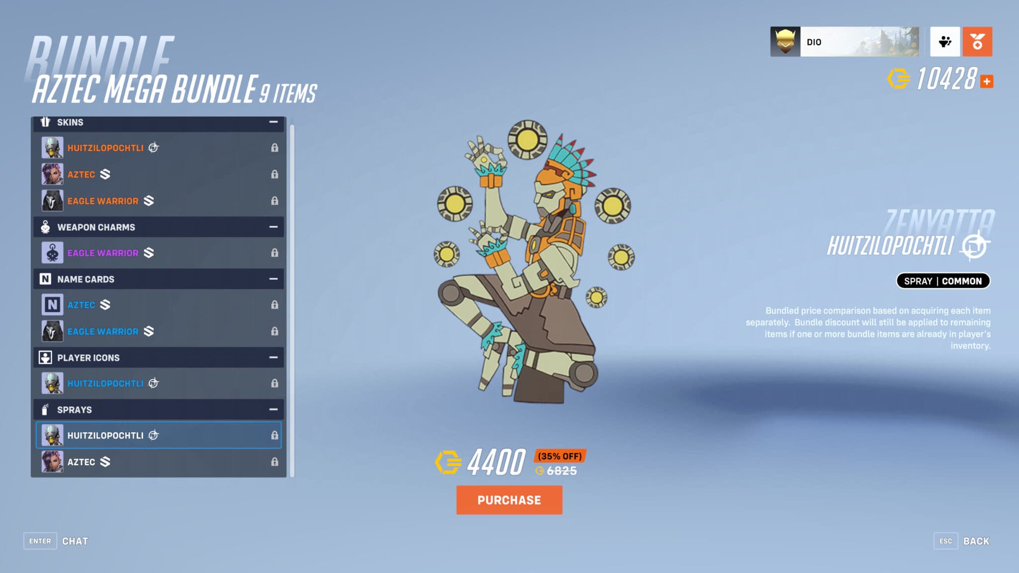 Aztec Zenyatta spray (Image via Blizzard Entertainment)