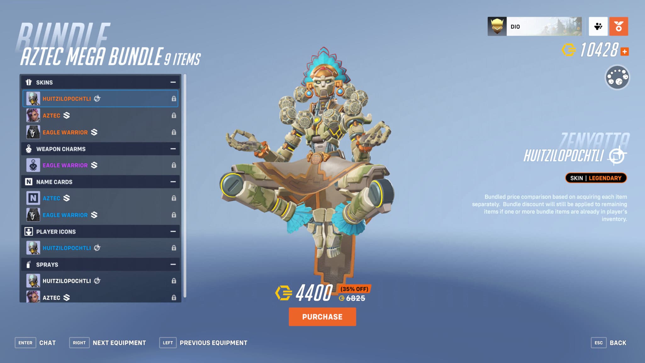 Overwatch 2 Aztec Zenyatta skin (Image via Blizzard Entertainment)