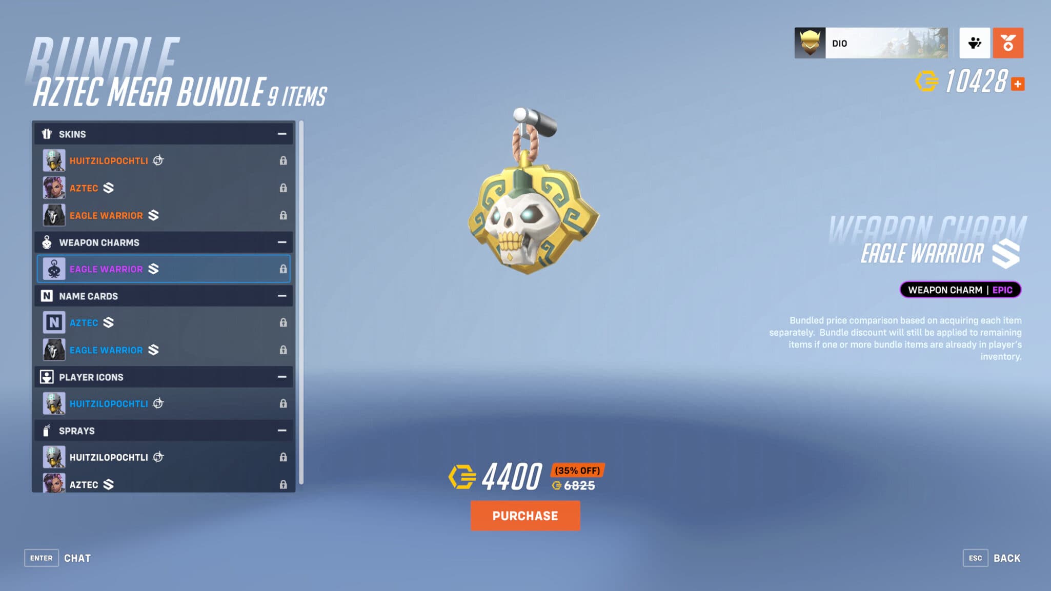 Eagle Warrior weapon charm (Image via Blizzard Entertainment)