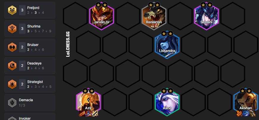 Akshan level 7 standard composition (Image via lolchess.gg)