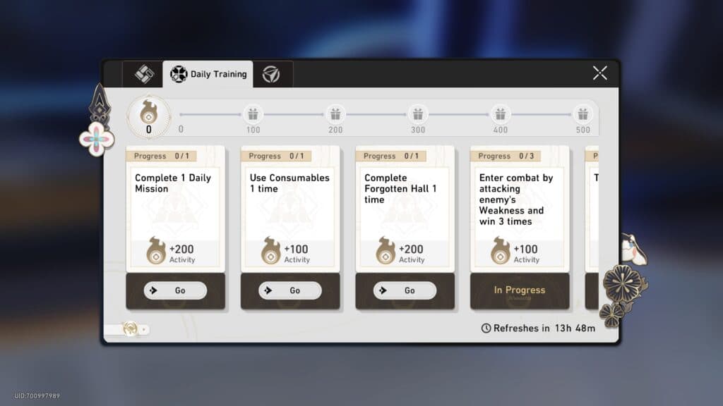Your Daily Training challenges will reset every day