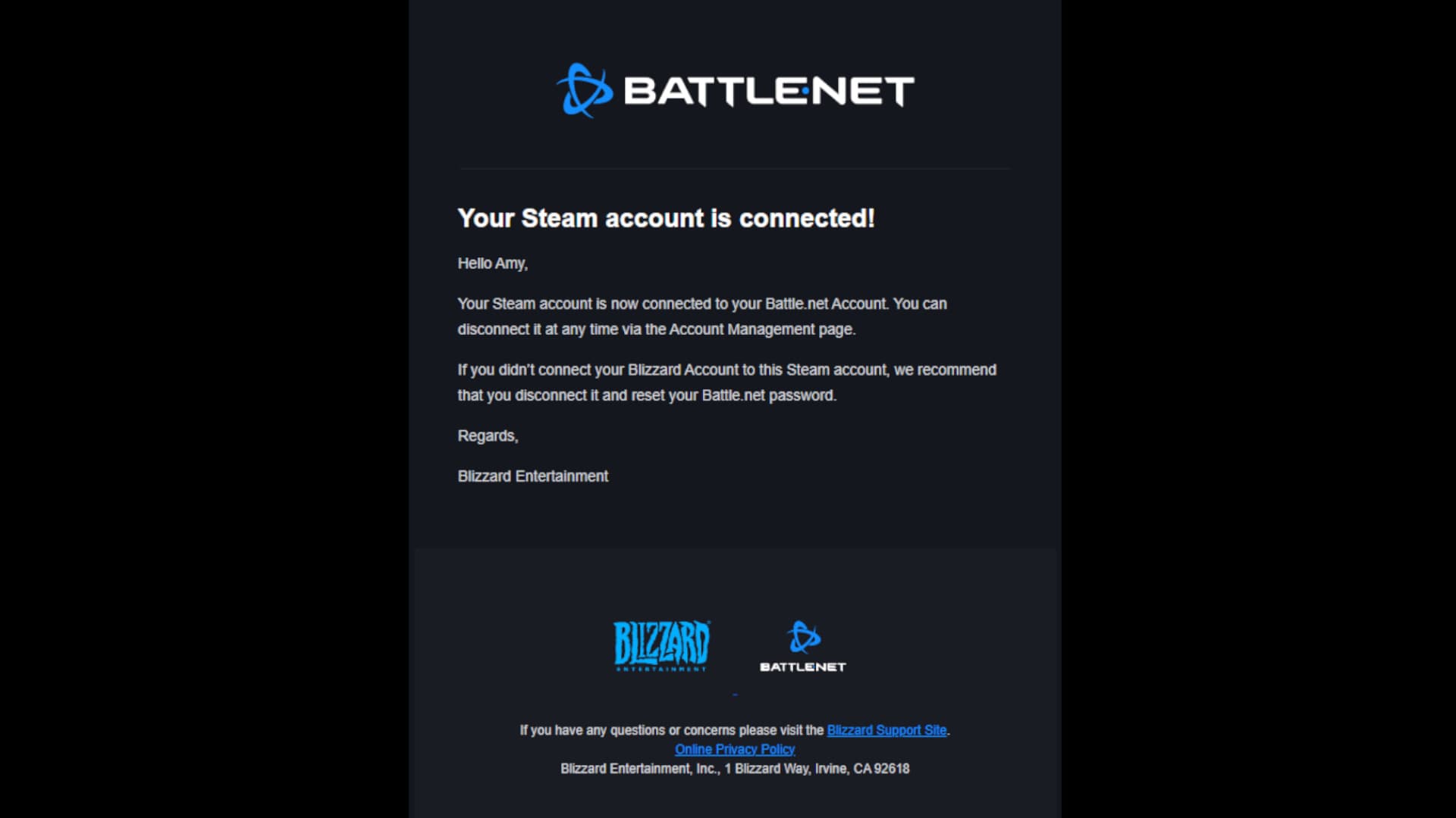 Email confirmation (Image via Blizzard Entertainment)