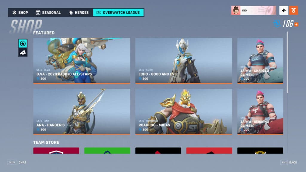 The Overwatch League shop (Image via Blizzard Entertainment)