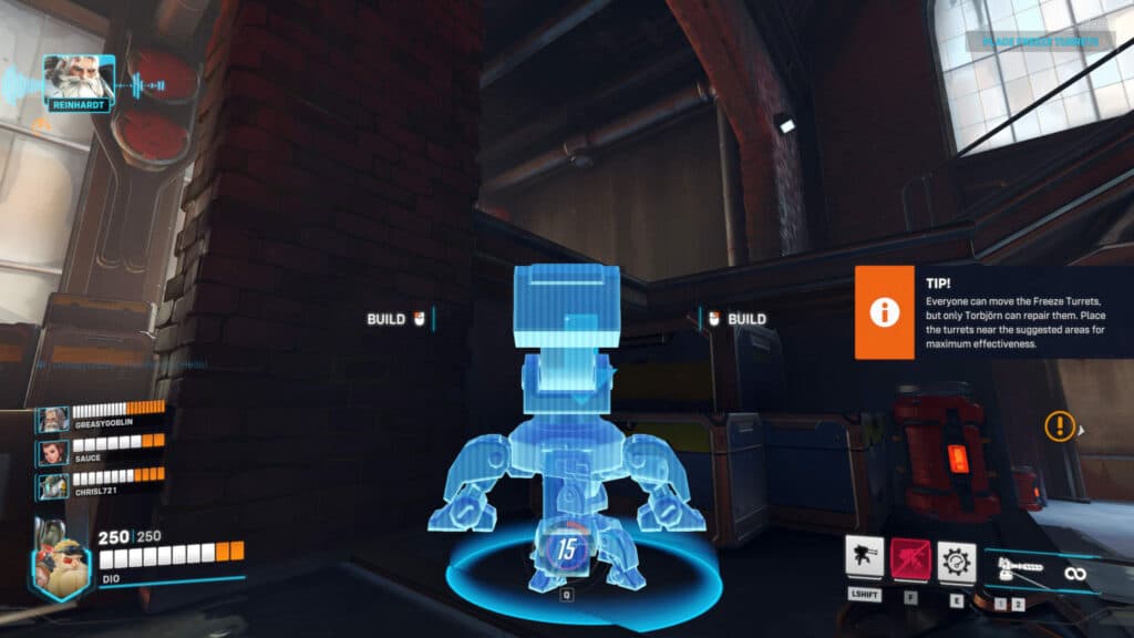 Repair, move, and deploy turrets (Image via Blizzard Entertainment)