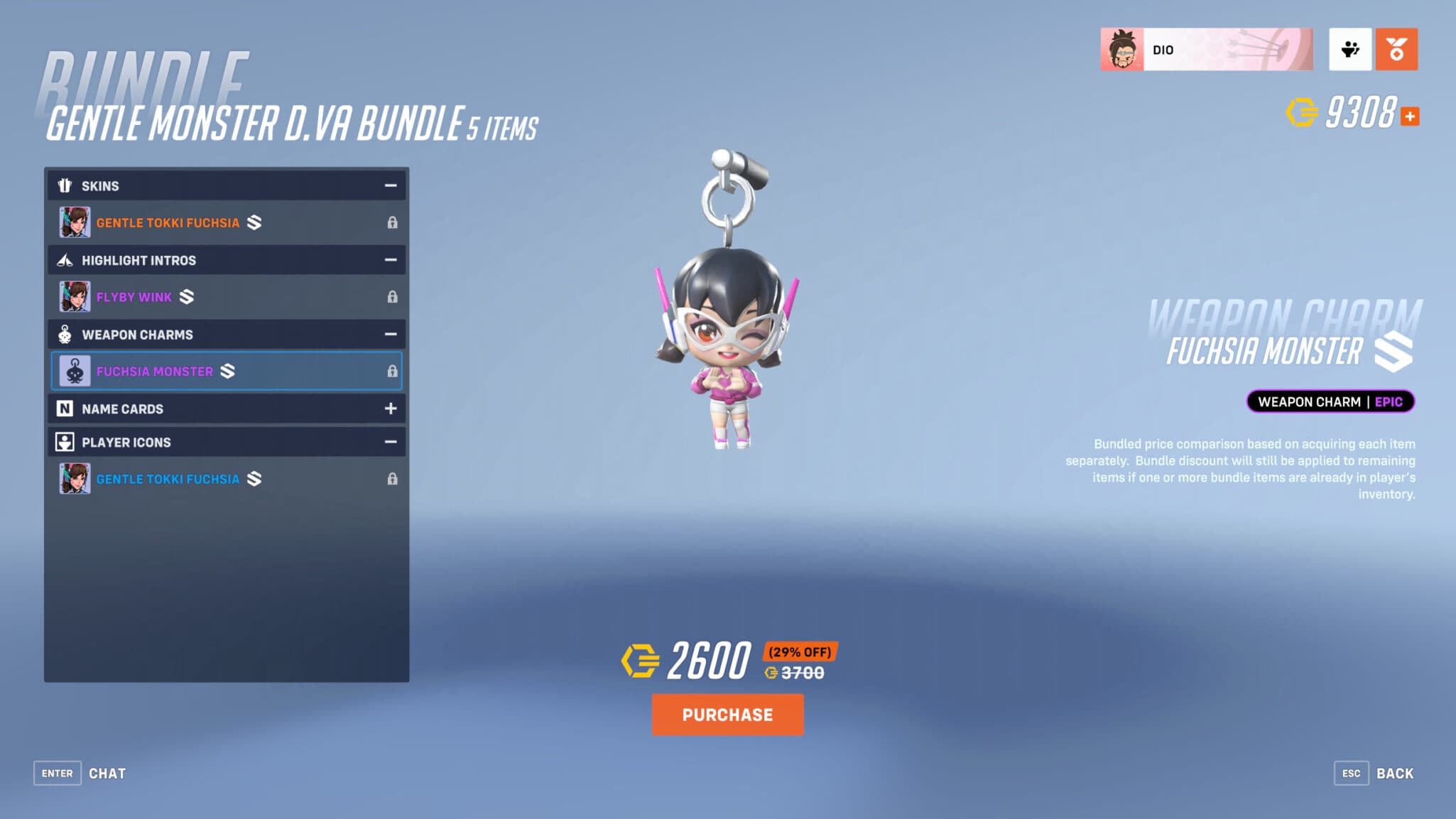 Fuchsia Monster weapon charm (Image via Blizzard Entertainment)