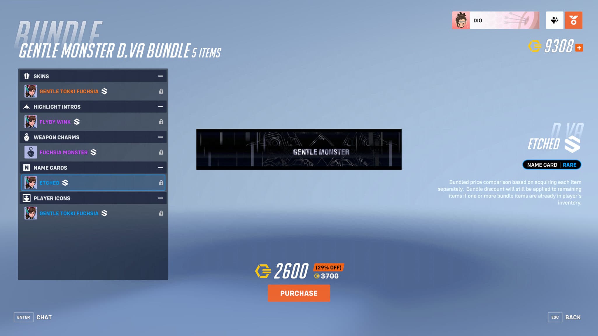 Gentle Monster Etched name card (Image via Blizzard Entertainment)