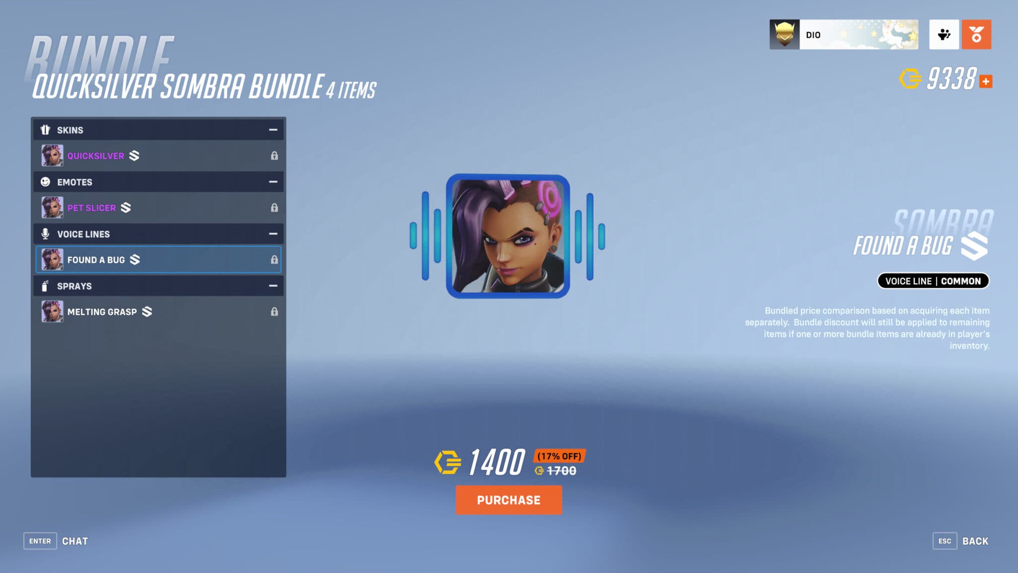 Common Found a Bug voice line (Image via Blizzard Entertainment)