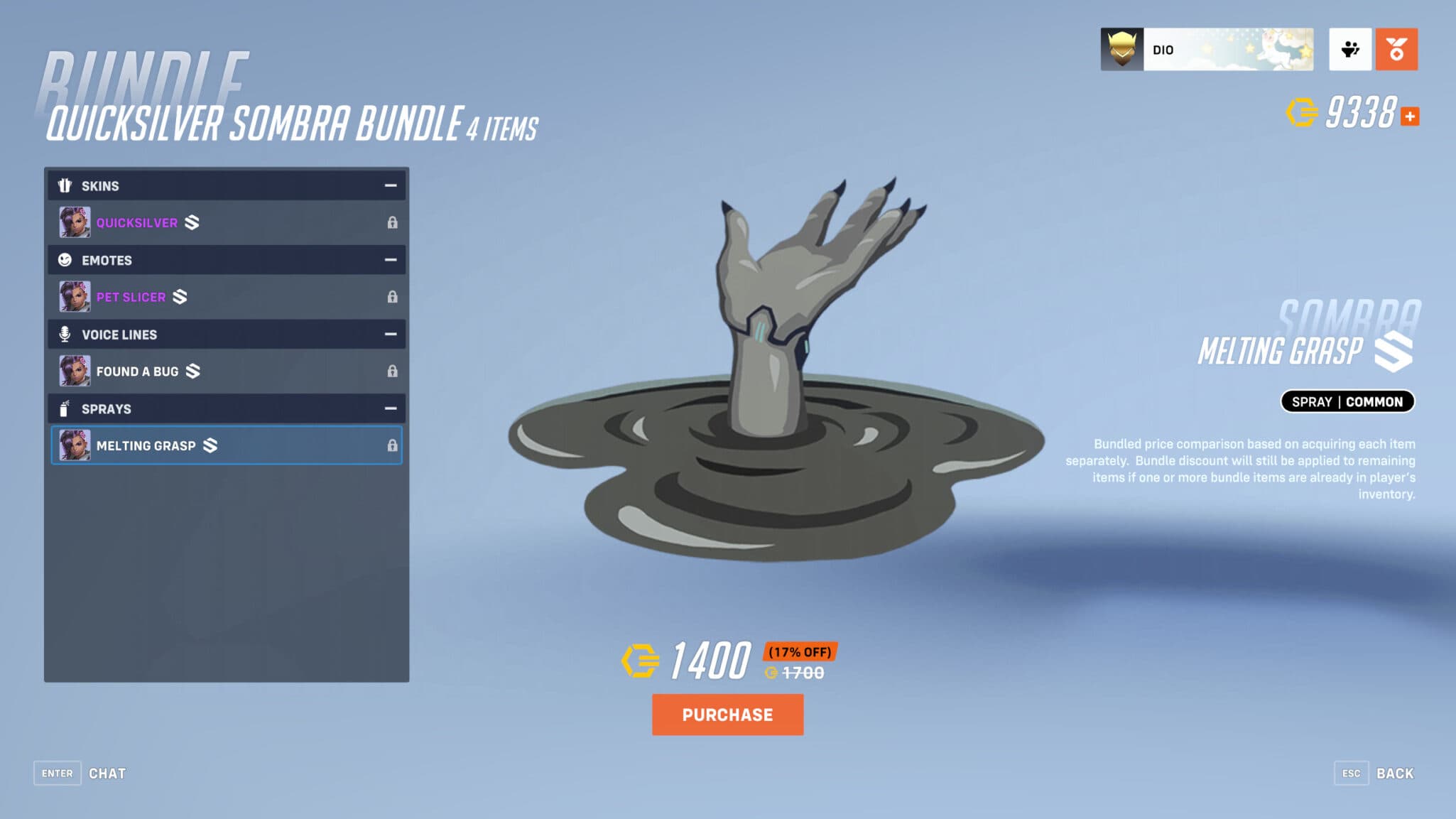 Common Melting Grasp spray (Image via Blizzard Entertainment)