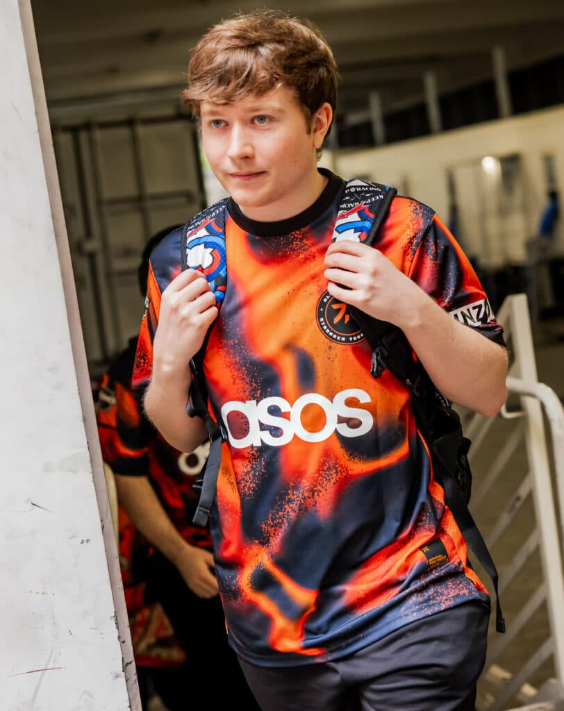 oach Jacob "mini" Harris of Fnatic arrives at VALORANT Champions Los Angeles Playoffs Stage at the Shrine Expo Hall on August 20, 2023 in Los Angeles, California. (Photo by Colin Young-Wolff/Riot Games)