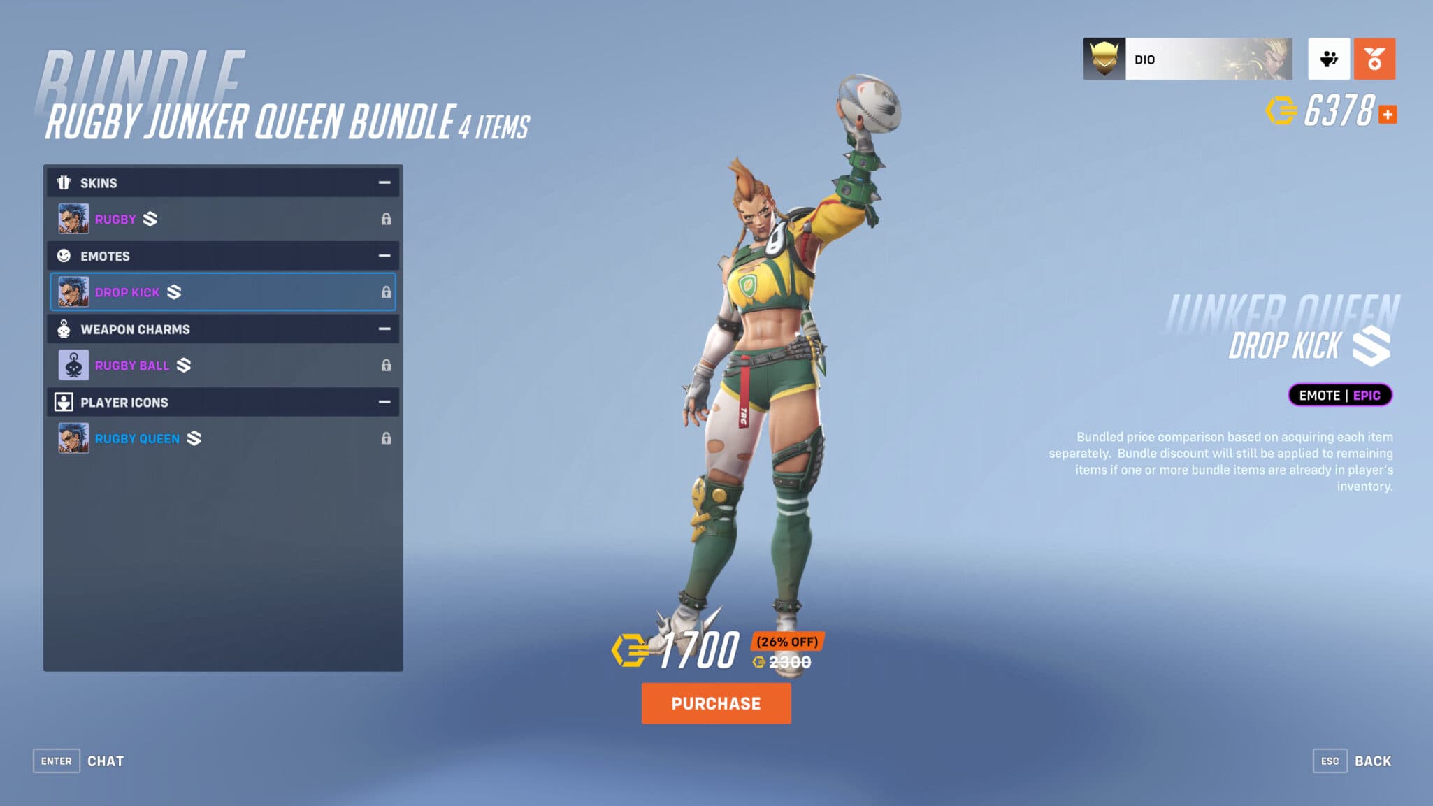 Junker Queen Drop Kick emote (Image via Blizzard Entertainment)