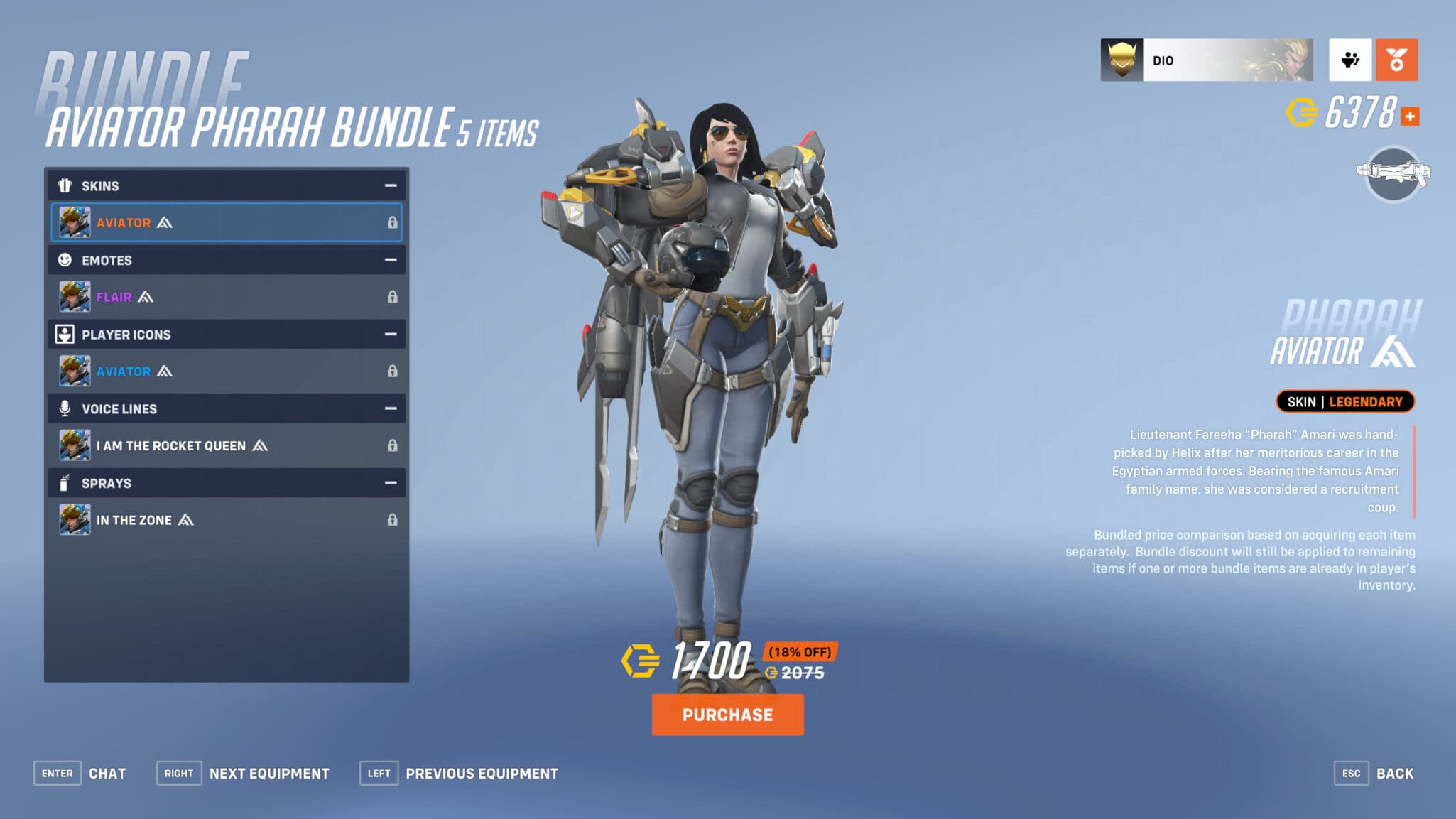 Aviator Pharah skin (Image via Blizzard Entertainment)