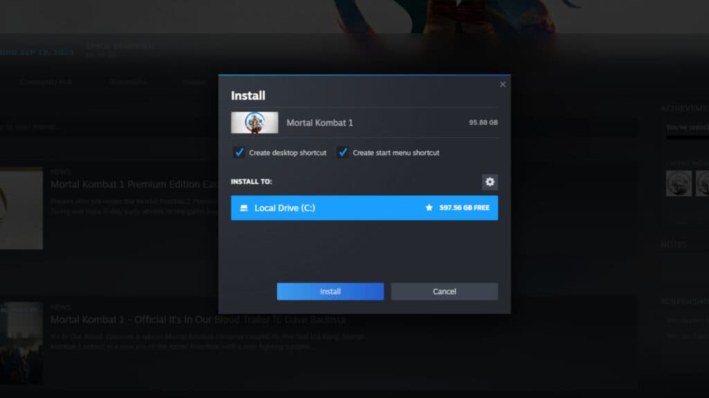 Mortal Kombat 1 preload (Image via Valve Corporation)
