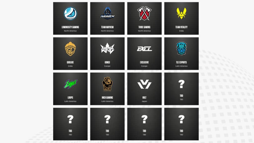 Call of Duty: Mobile World Championship teams (Image via ESL Gaming)