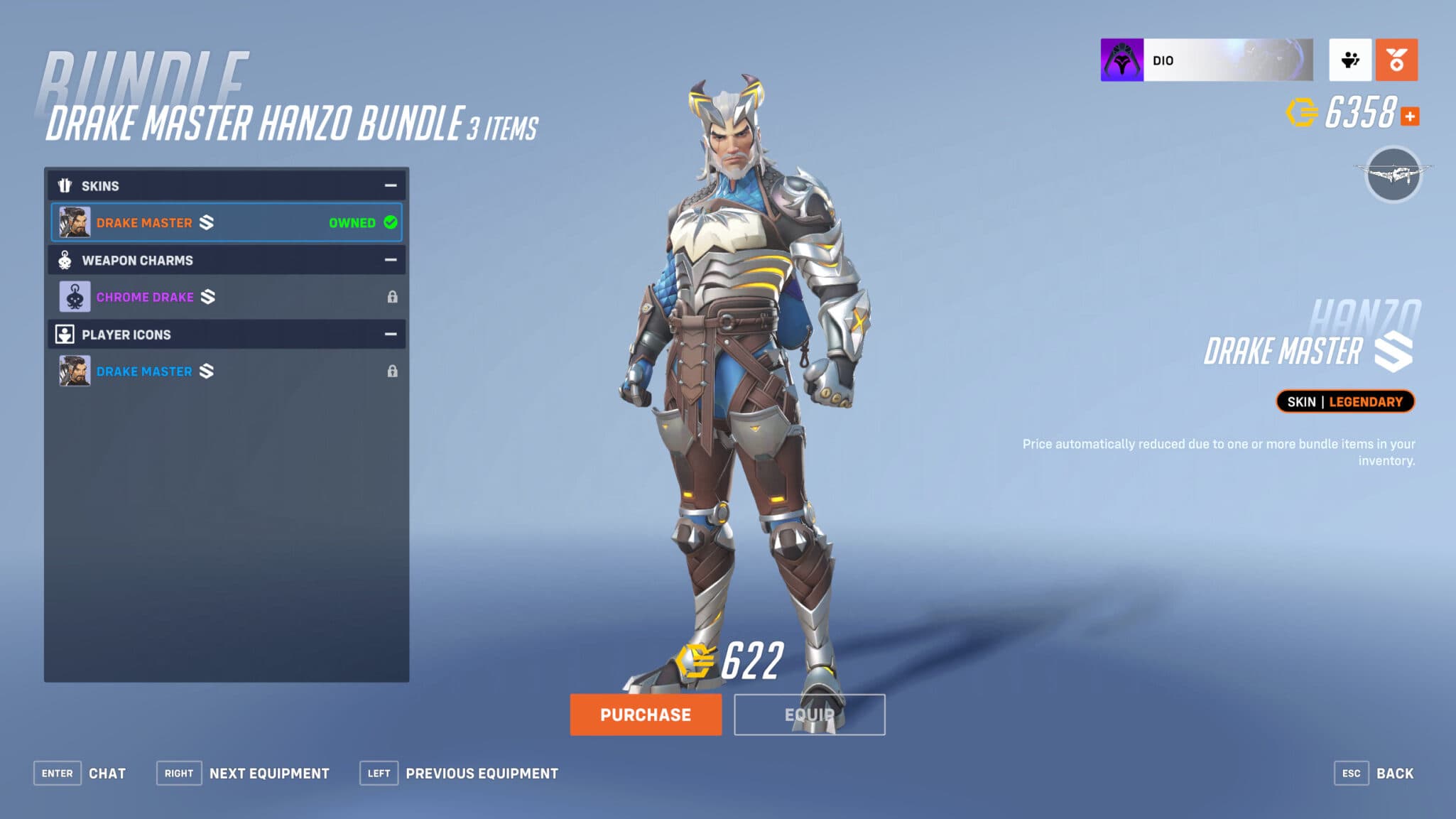 Overwatch 2 Drake Master Hanzo skin (Image via Blizzard Entertainment)