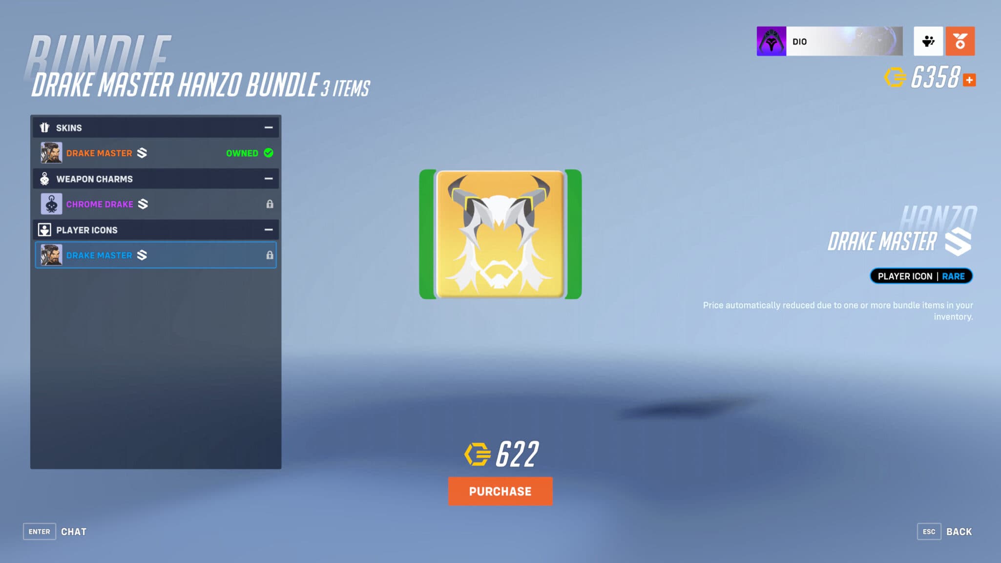 Drake Master Hanzo icon (Image via Blizzard Entertainment)