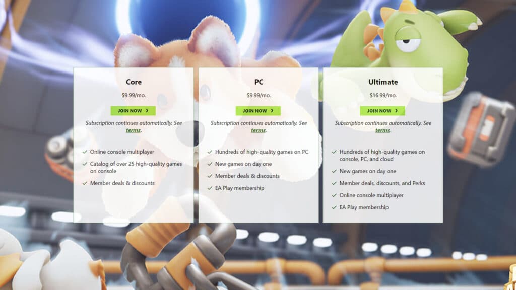 Xbox Game Pass plans