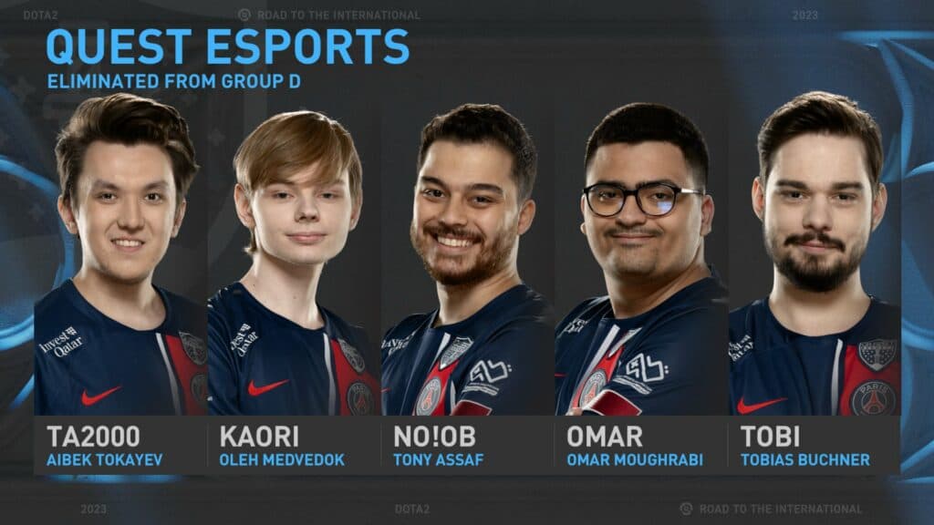PSG Quest lineup at TI12.<br>(Image via Valve)