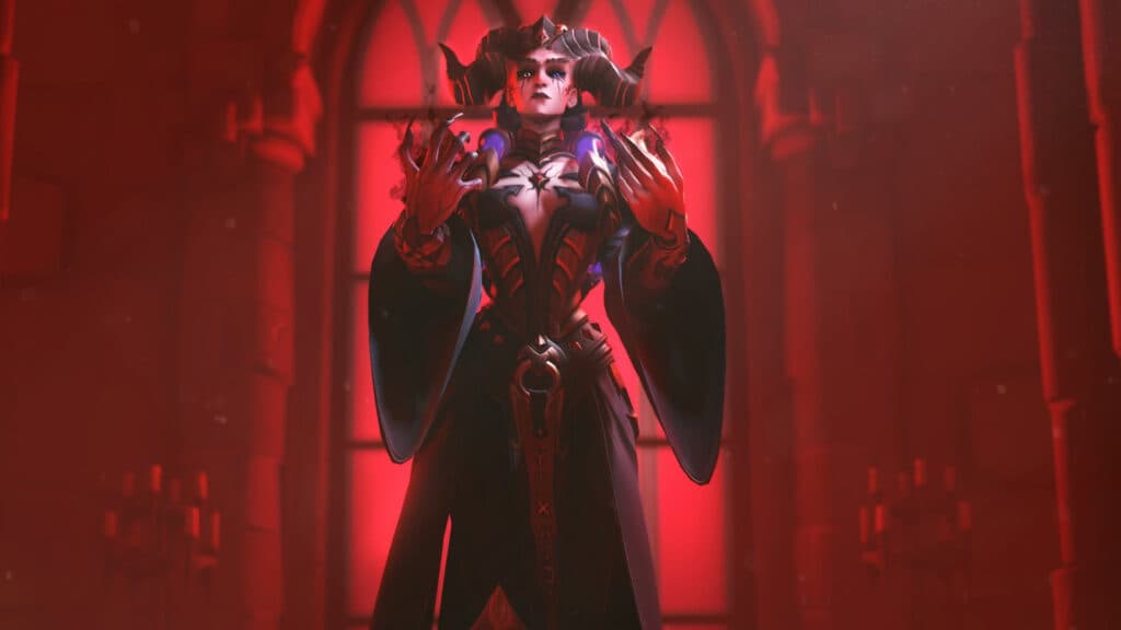 The legendary Lilith Moira skin is available in the Ultimate Battle Pass bundle (Image via Blizzard Entertainment)