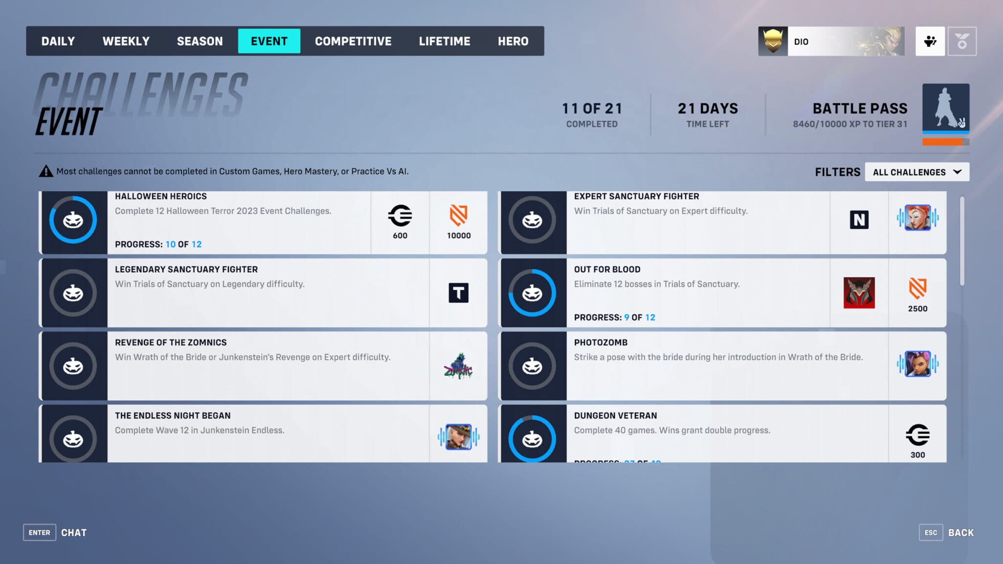 Overwatch 2 Halloween Terror 2023 challenges and rewards (Image via Blizzard Entertainment)