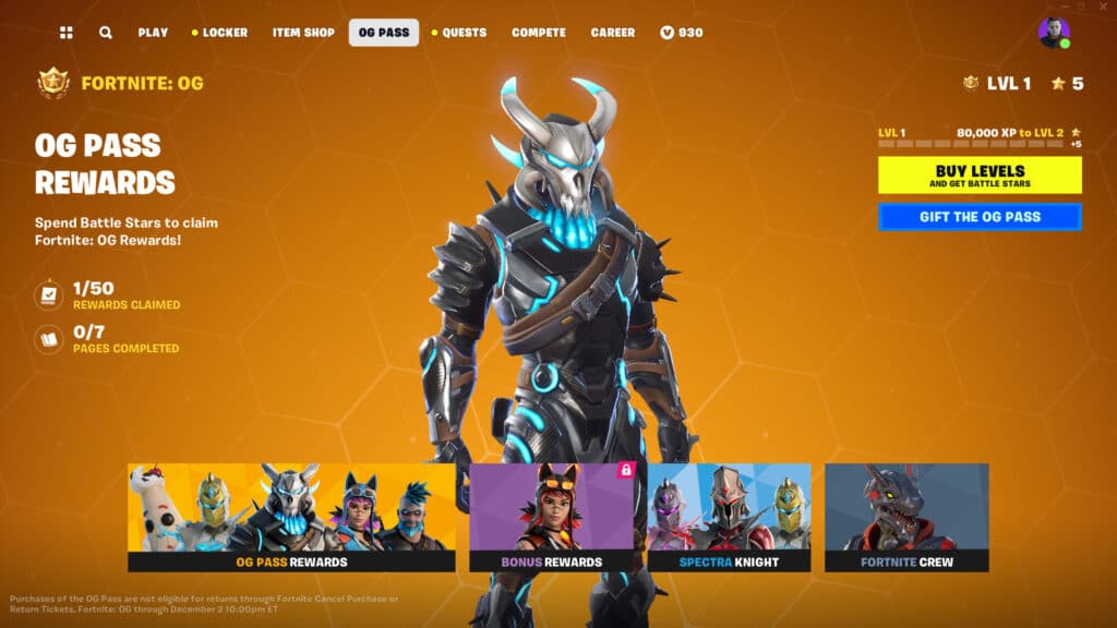 Everything new coming in Fortnite OG: outfits, weapons, items