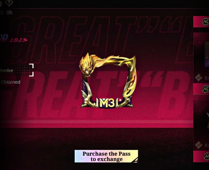 M3 Prime Avatar Border in the M5 Event Shop. (Screenshot from Mobile Legends)