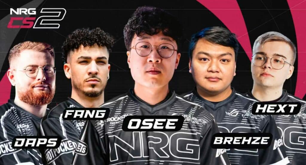 NRG's CS2 roster (Image via NRG)