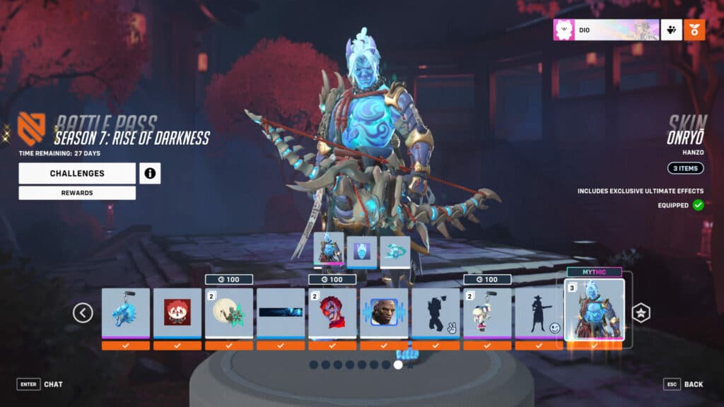 Mythic Hanzo skin from Overwatch 2 Season 7 (Image via Blizzard Entertainment)