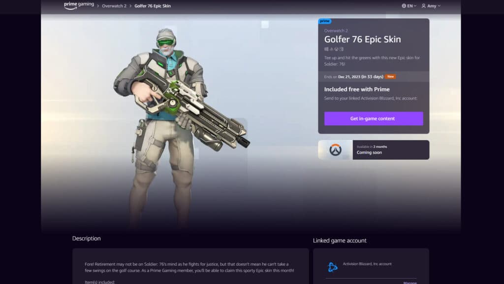 Golfer Soldier: 76 skin (Image via Prime Gaming)