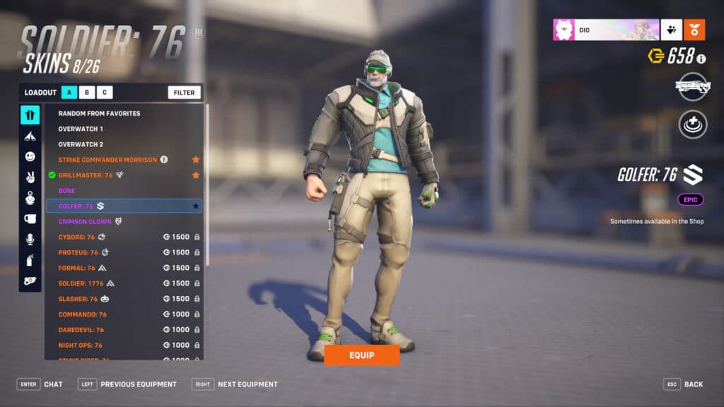 Overwatch 2 Soldier: 76 Golfer skin (Image via Blizzard Entertainment)