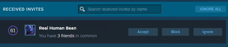 Received invites area (Image via Valve Corporation)