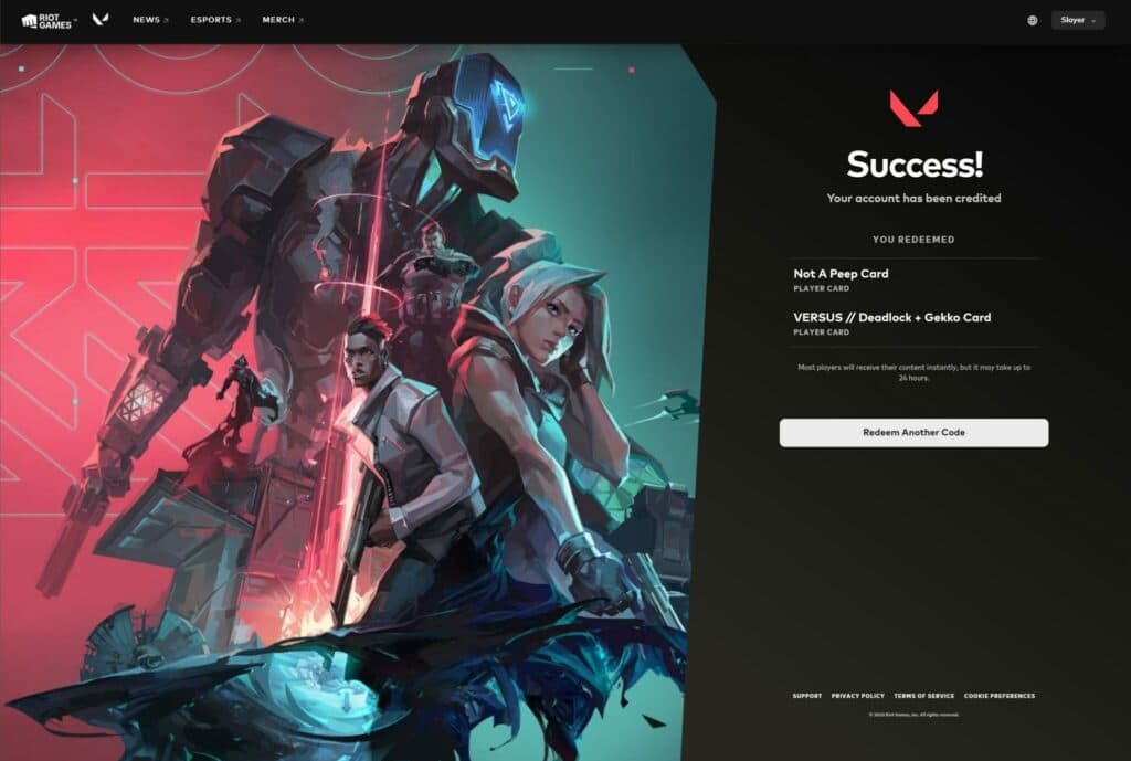 A Confirmation to redeem the code