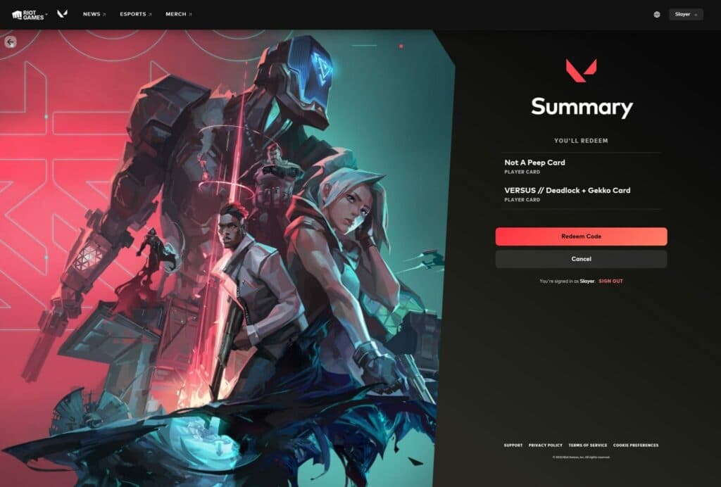 Acknowledgement for redeemed code