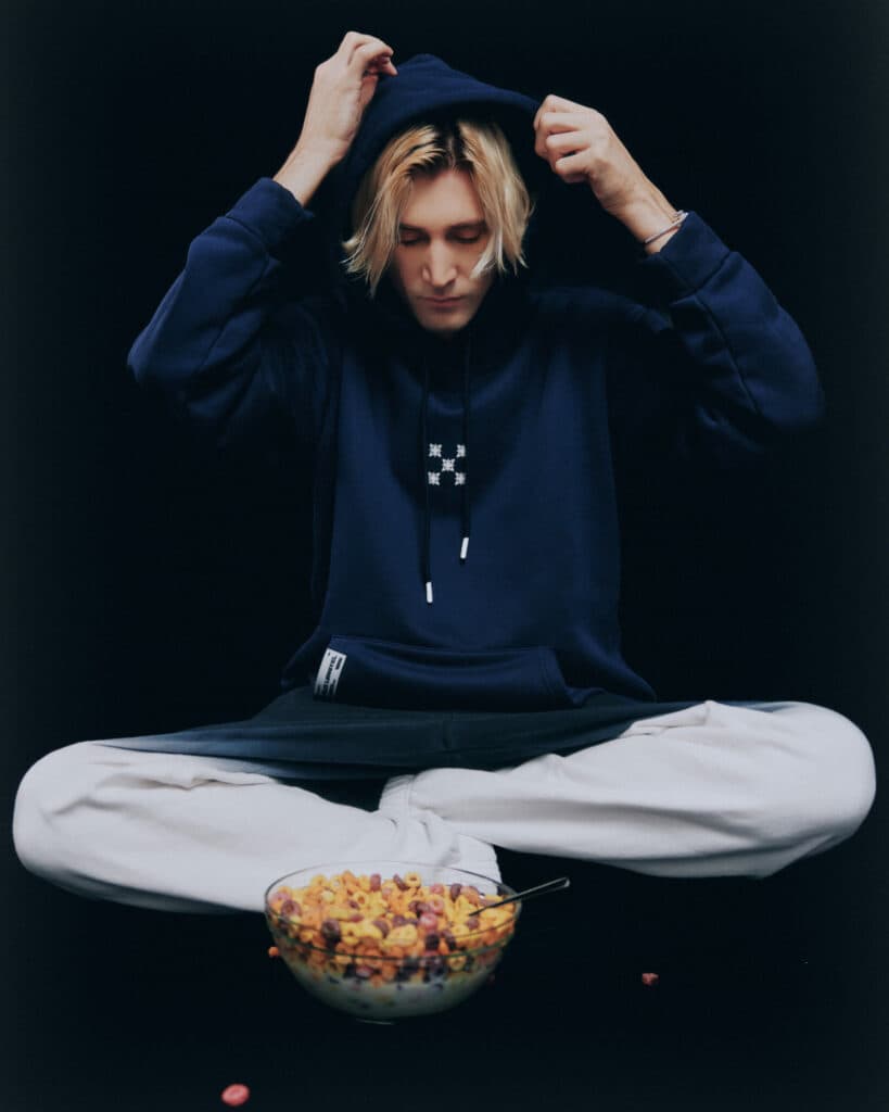 xQc in the hoodie from the Lengyel Inaugural Collection (Image via Lengyel)