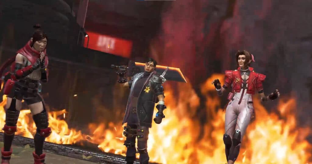 Wraith as Tifa, Crypto as Cloud, and Horizon as Aerith (Image via Apex Legends on Twitter)