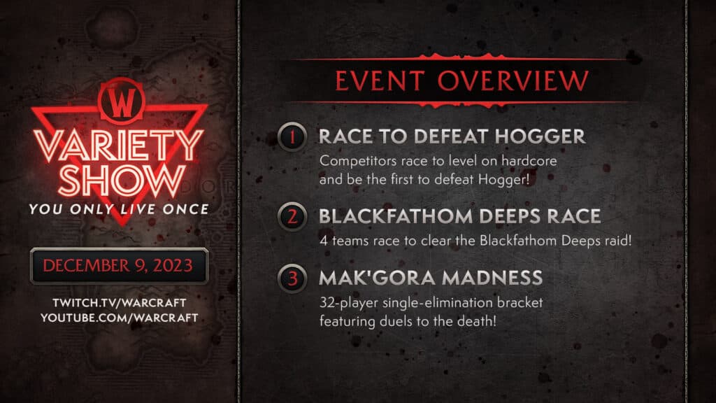 WoW Variety Show events (Image via Blizzard Entertainment)