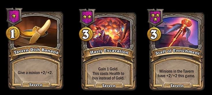 Tavern Dish Banana, Hasty Excavation, and Staff of Enrichment (Image via Blizzard Entertainment)