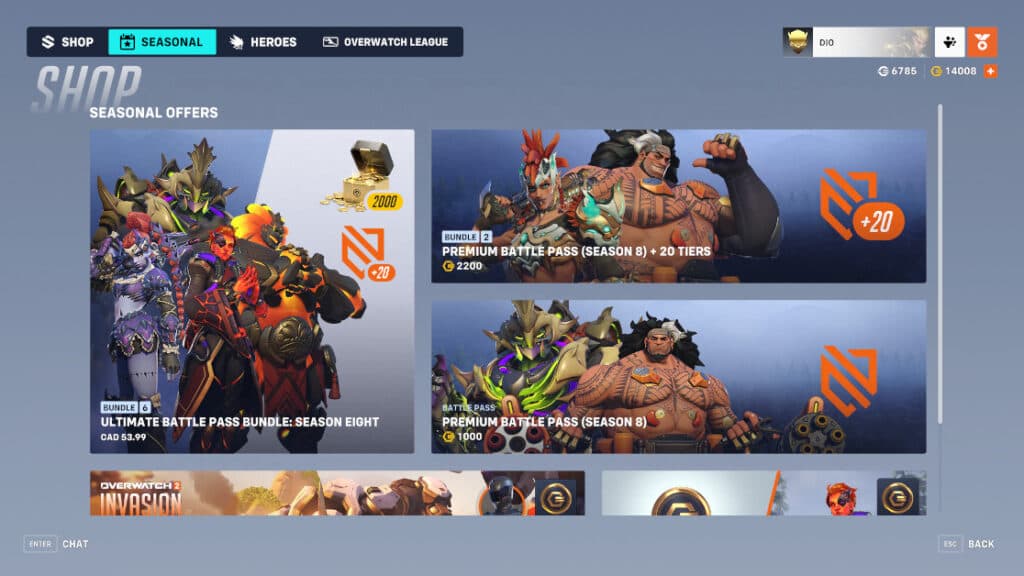 Overwatch 2 shop rotation (Image via Blizzard Entertainment)
