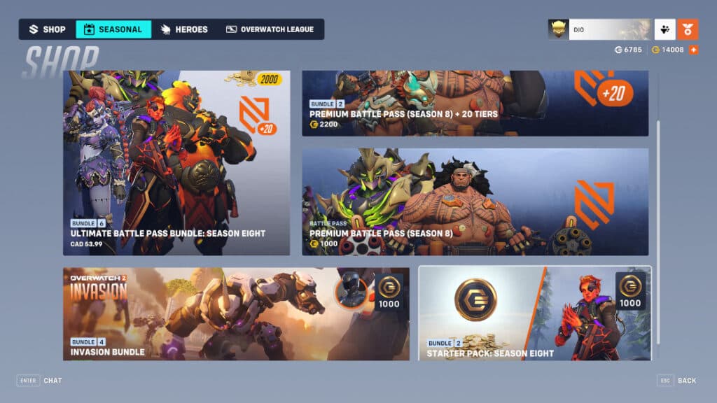 Seasonal shop rotation screenshot (Image via Blizzard Entertainment)