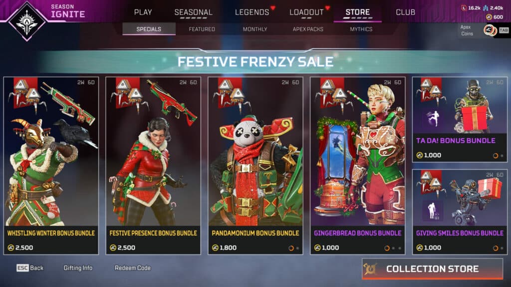 Apex's Festive Frenzy Sale (Via <a href="https://twitter.com/HYPERMYSTx/status/1732105589247860785/photo/1">Twitter</a>)