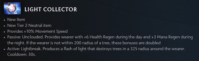 New 7.35 neutral item Light Collector (Image via Valve)