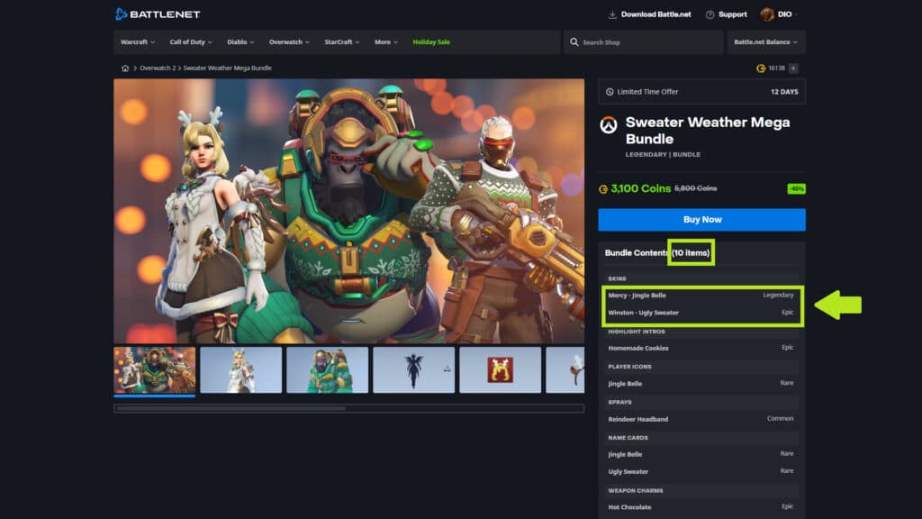 Sweater Weather Mega Bundle details (Image via Blizzard Entertainment)