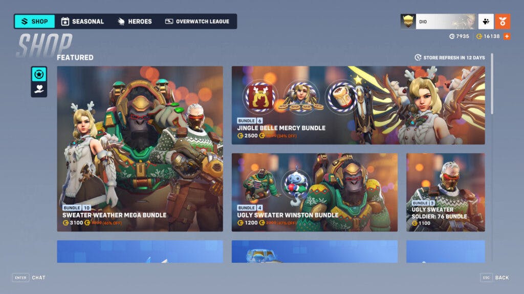 Overwatch 2 Jingle Belle Mercy skin (Image via Blizzard Entertainment)