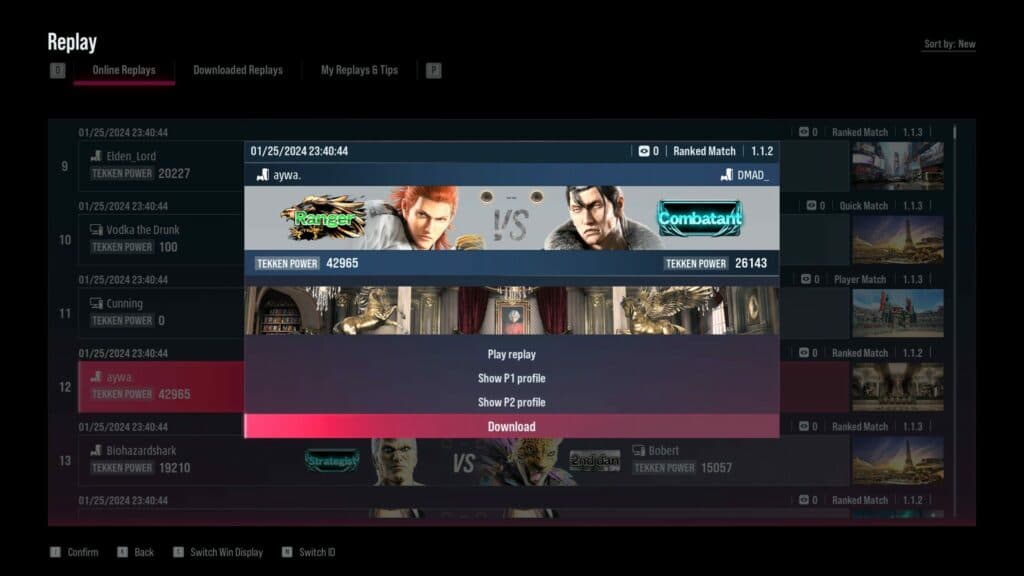 Screenshot of how to download replays and play them yourself (Image via esports.gg)