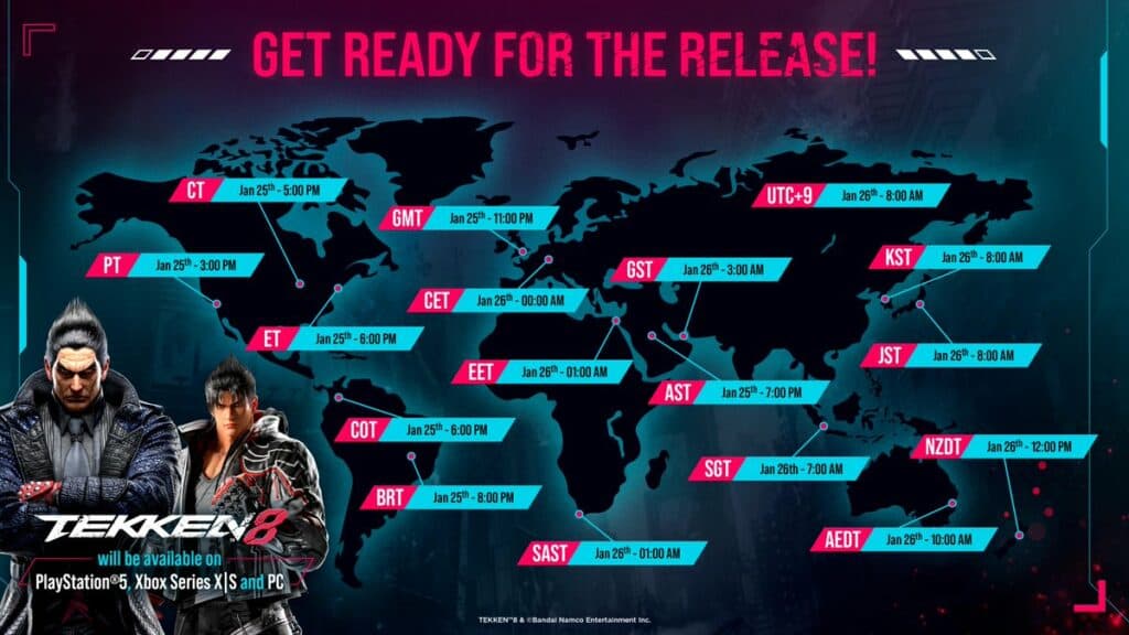 Tekken 8 countdown and release date (Image via Bandai Namco Entertainment)