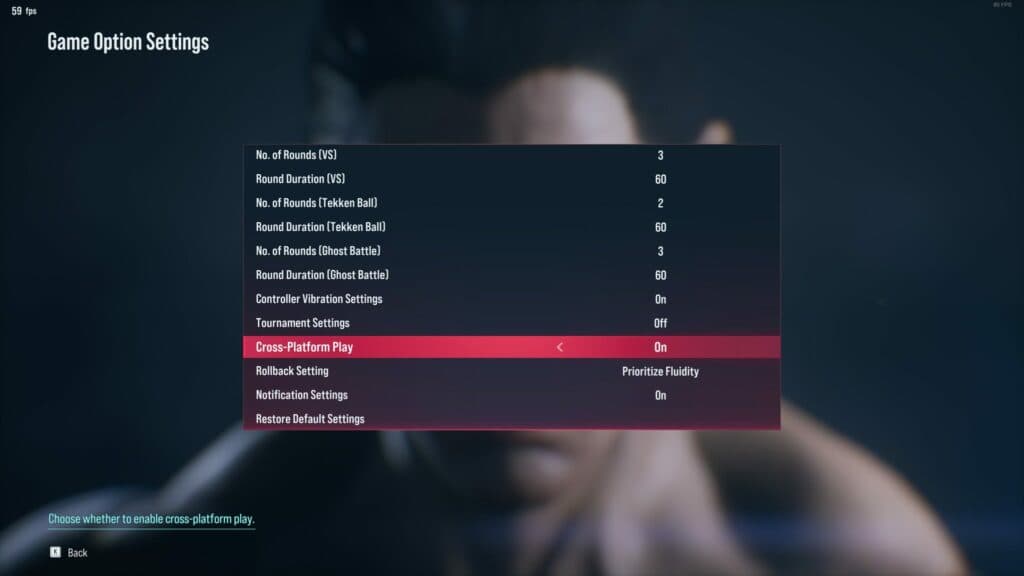 Scroll Down for Tekken 8 Crossplay settings