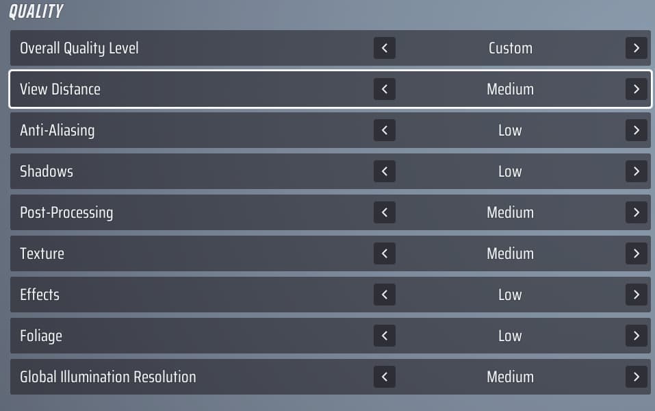 The quality section determines how a number of in-game features appear for you (Screenshot via esports.gg)
